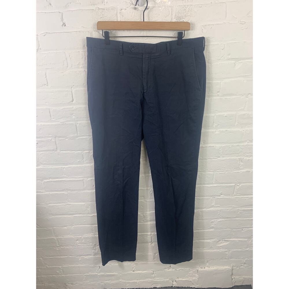 Conbipel Women's Straight Leg Slim Fit Chino Pant Flat Front Navy Blue Size 52